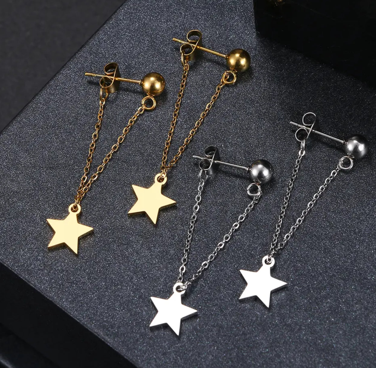 Star Hanging Drop Chain Silver