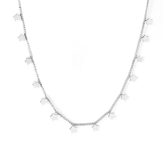 Sequin Stars Necklace Silver