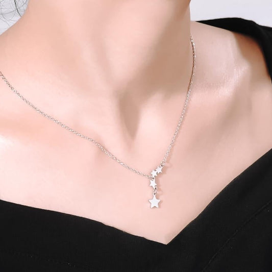 Star Pendant Tassel Necklace Silver