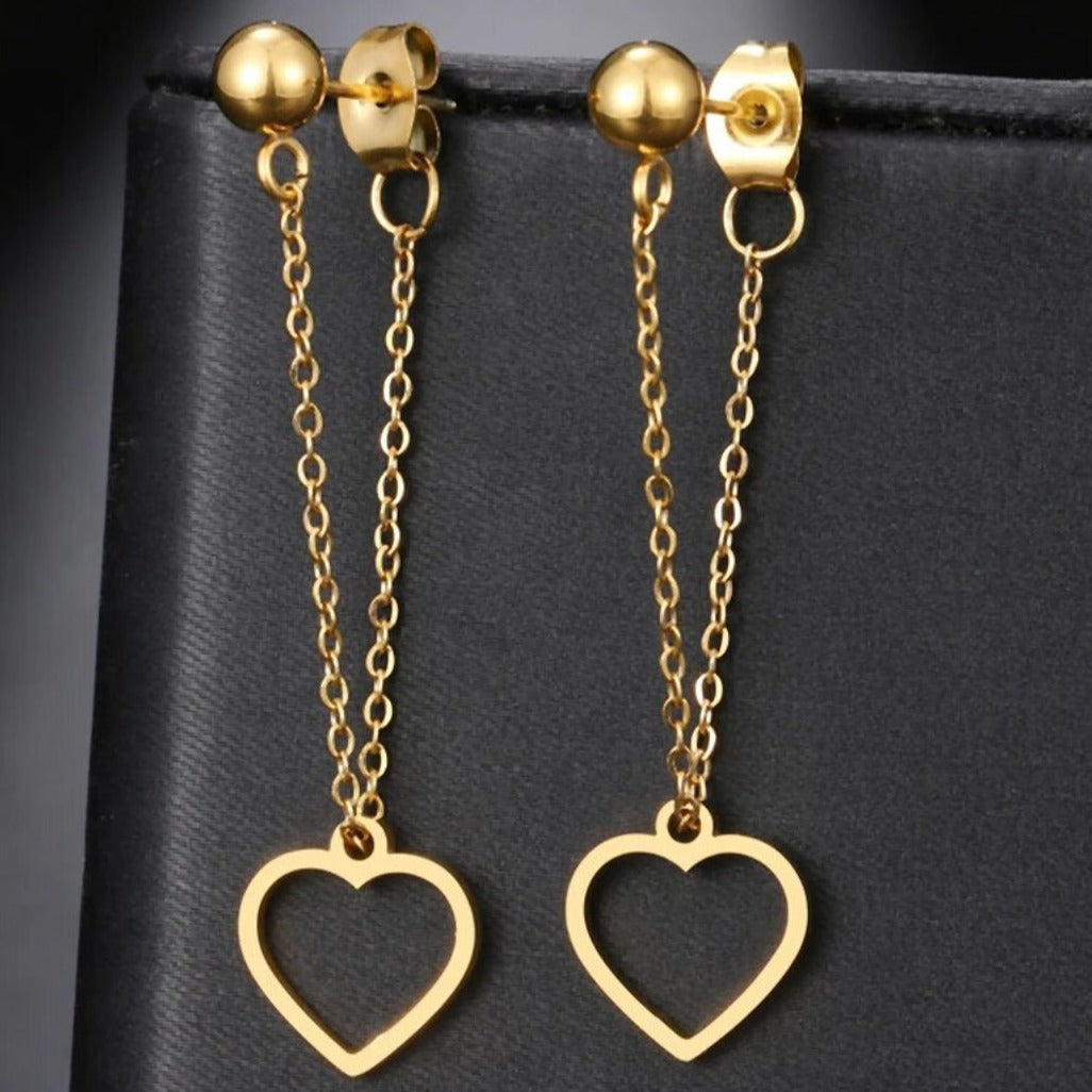 Hollow Heart Tassel Chain Gold