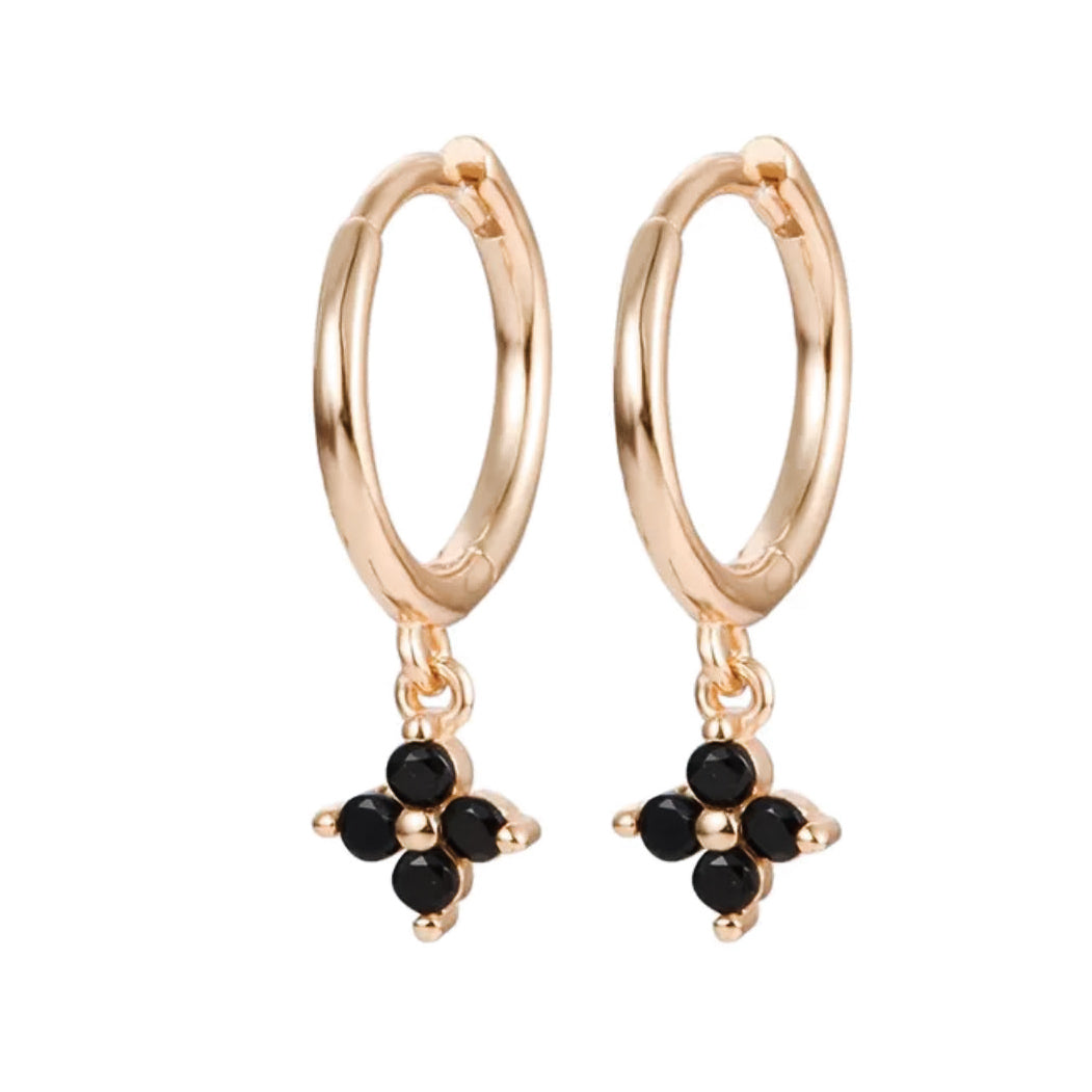 Black Flower Hoop (Gold)