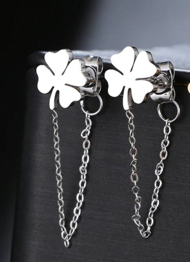 Lucky Clover Tassel Chain Silver