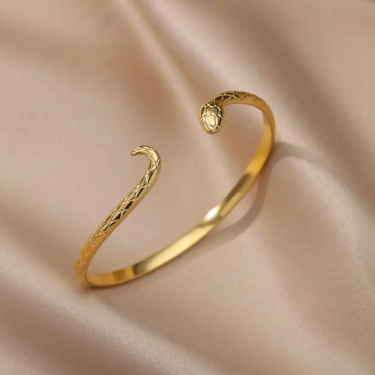 Punk Snake Gold Bangle