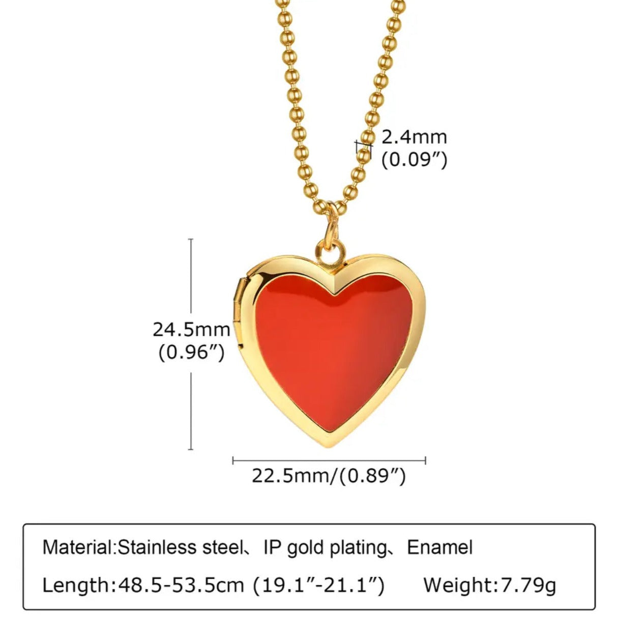 Open Locket Heart necklace (Red)