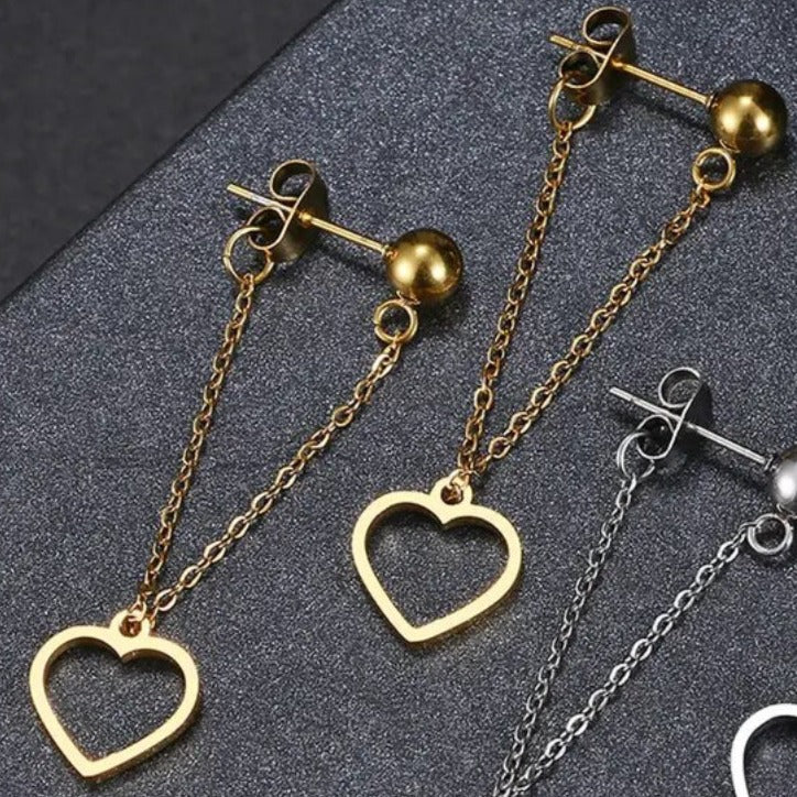 Hollow Heart Tassel Chain Gold