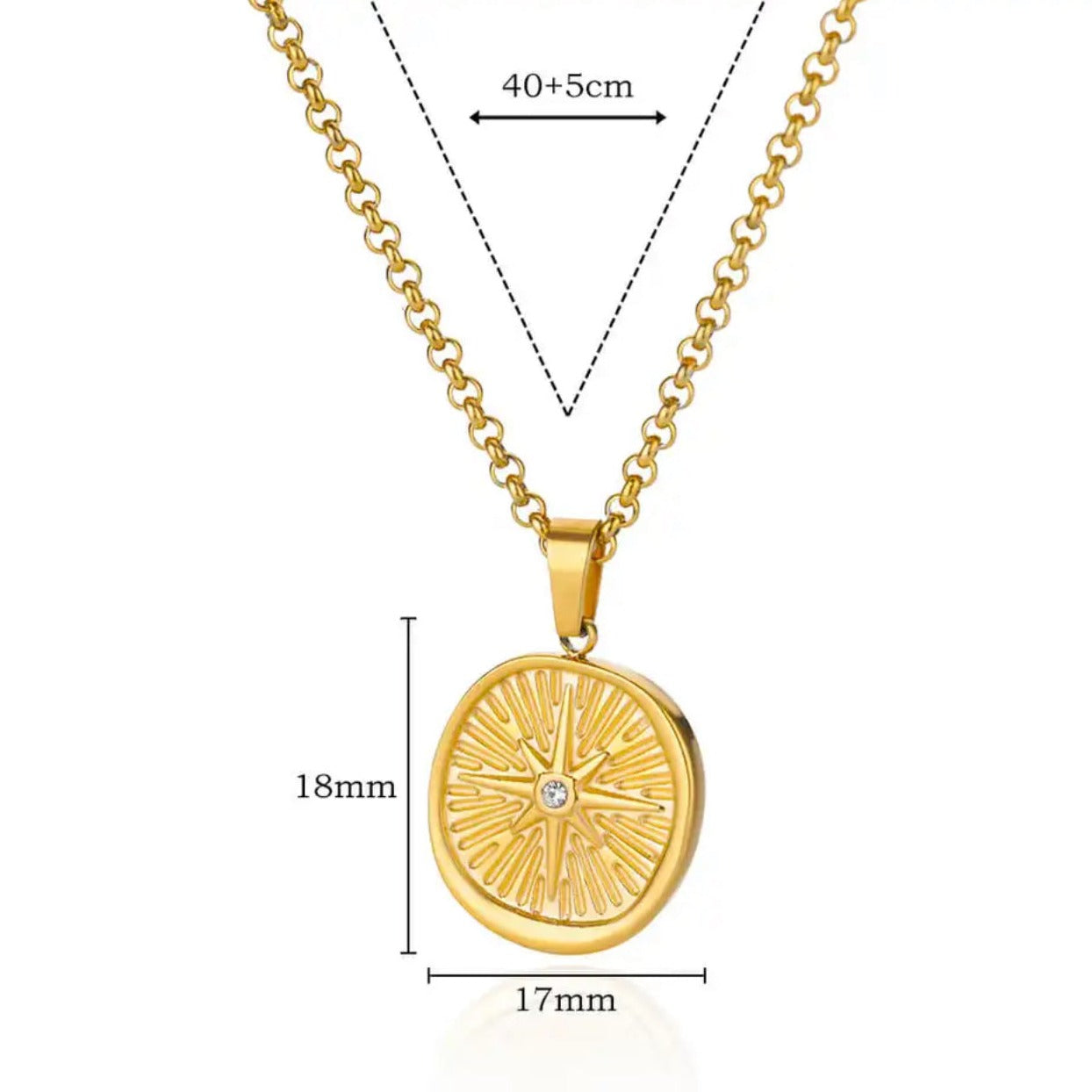 Star Zircon Circle Gold Necklace