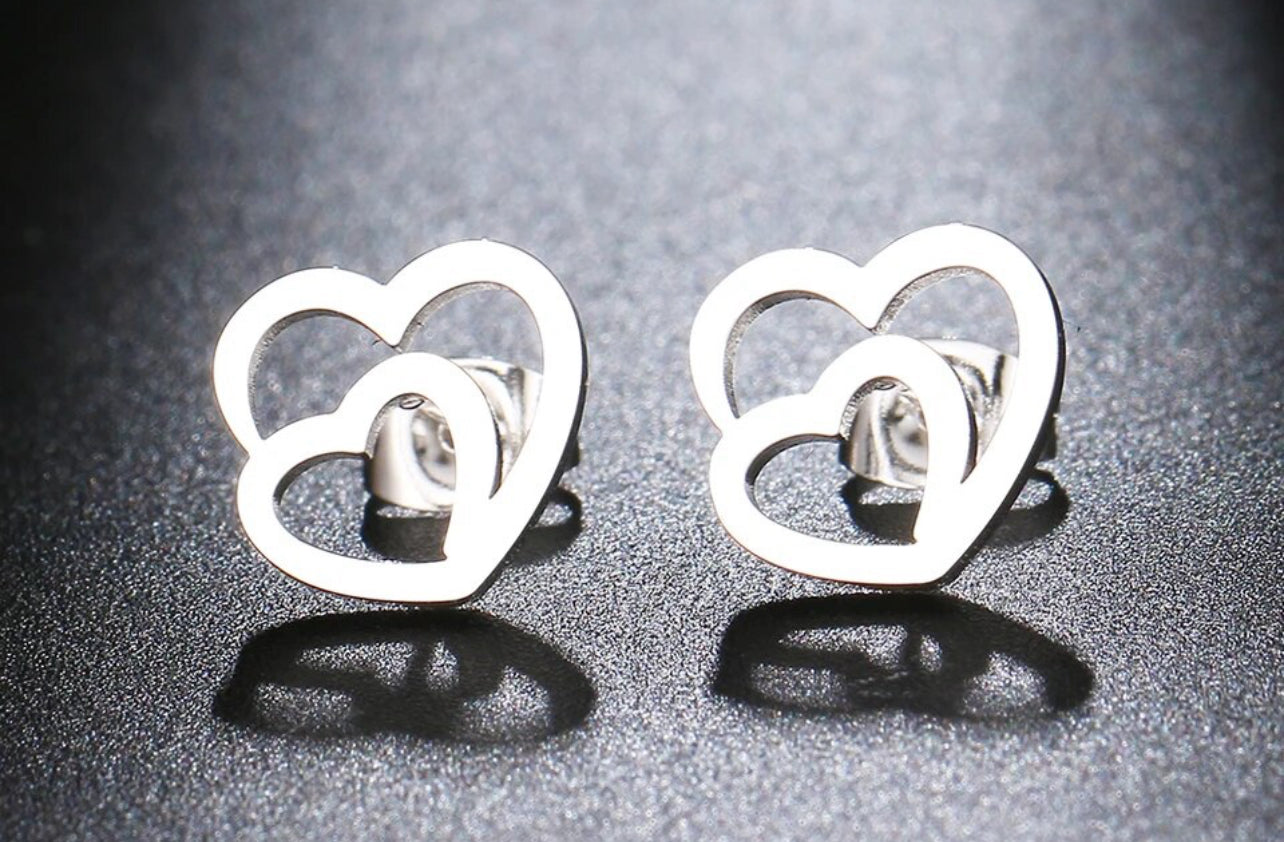 Hollow Double Heart Silver