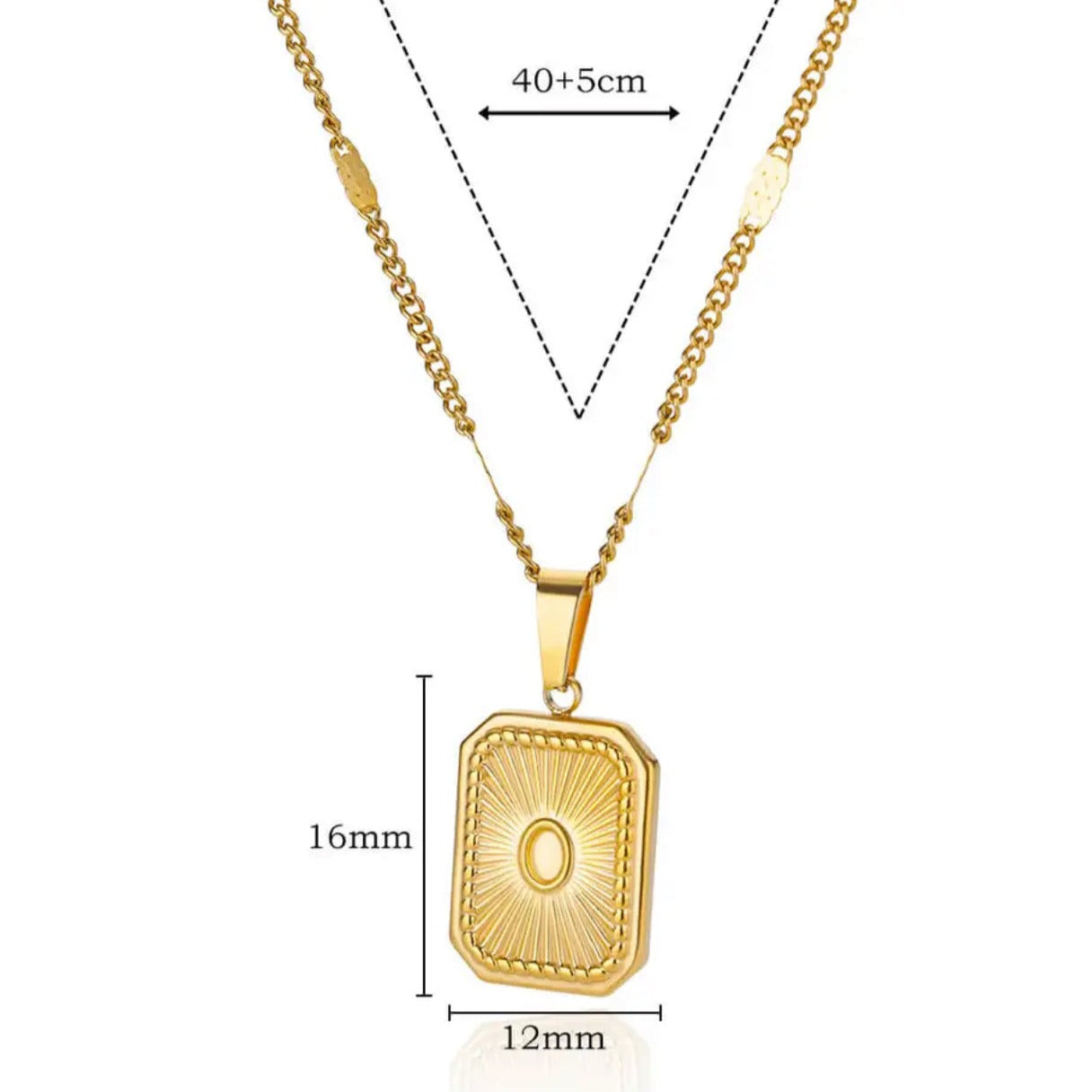 Star Zircon Rectangle Gold Necklace