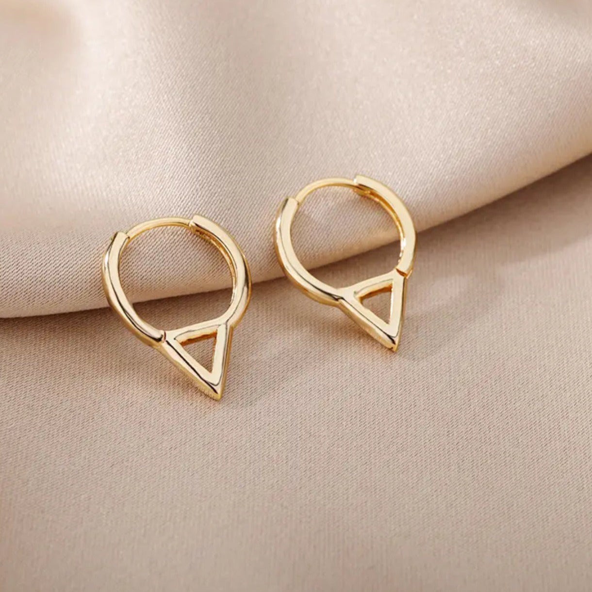 Triangle Dangle Hoop Gold