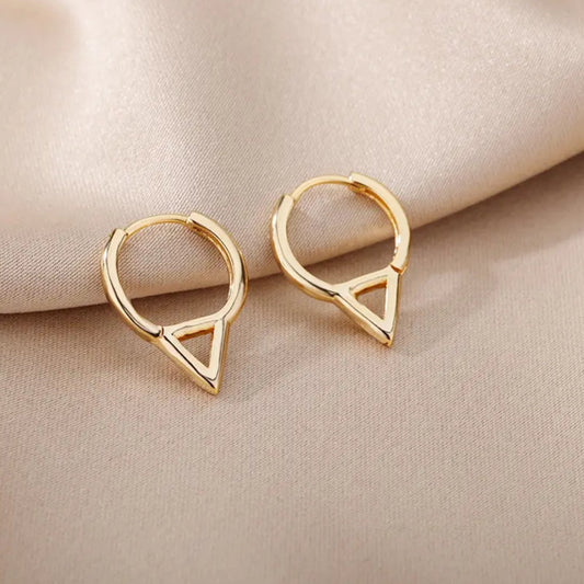 Triangle Dangle Hoop Gold