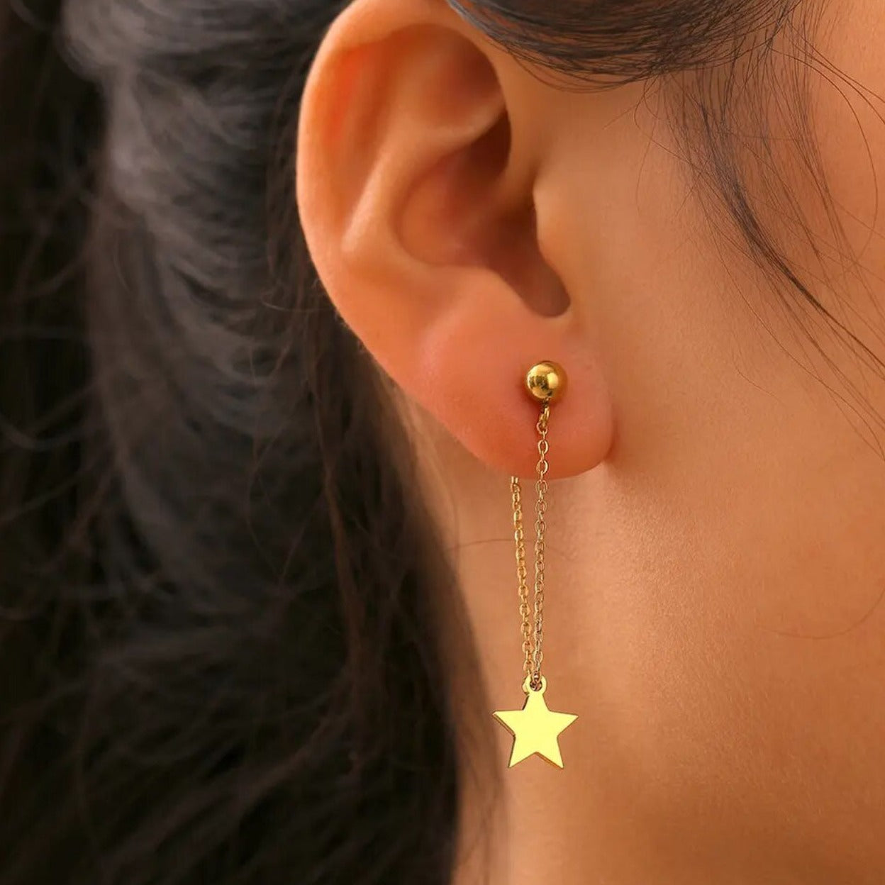 Star Hanging Drop Chain Gold