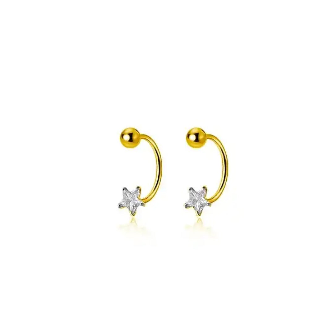 Twist Fixed Star Double Crystal (2pc) - Gold